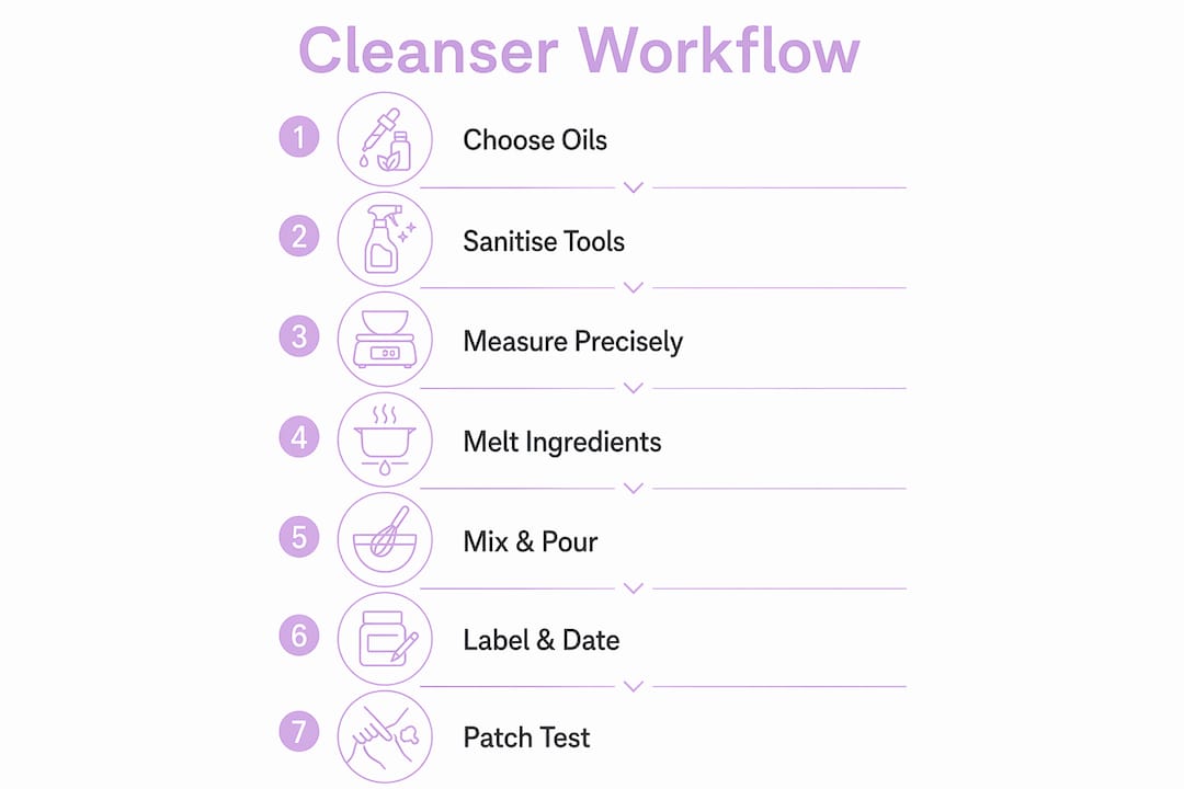 Infographic showing steps to make facial cleanser safely