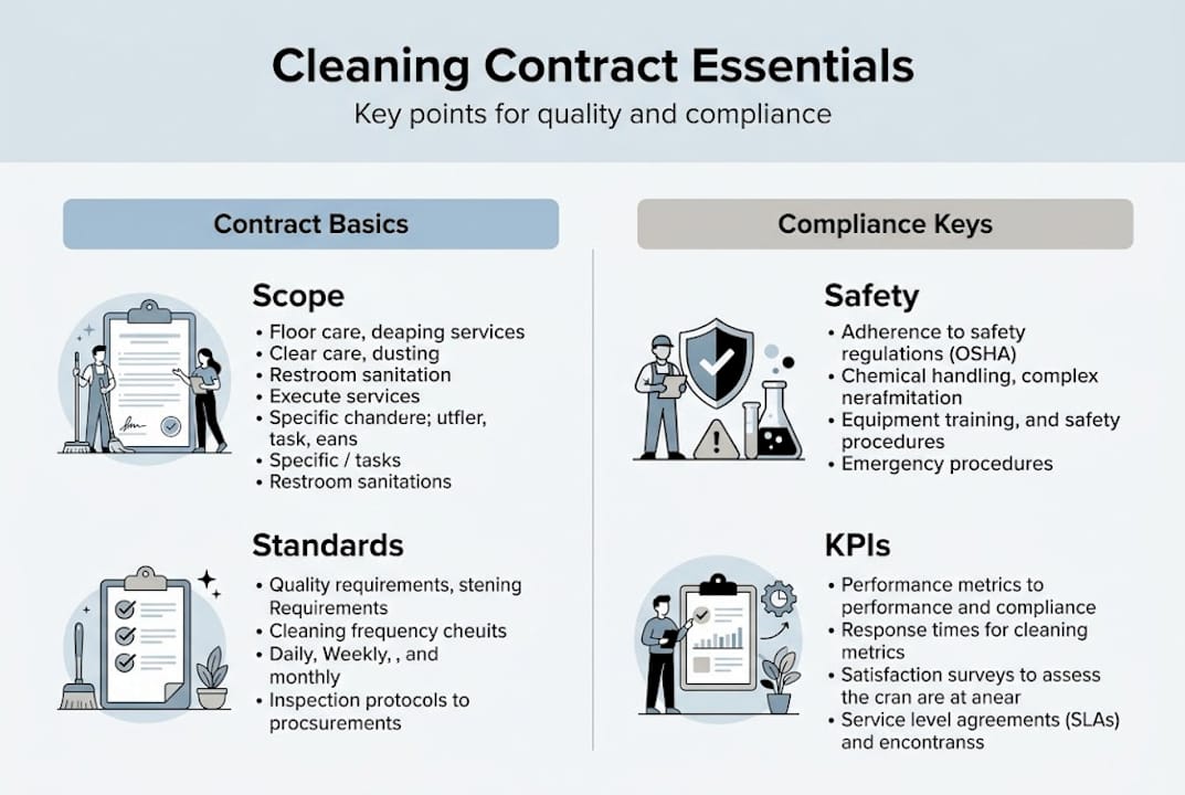 1775902595052 Infographic showing cleaning contract essentials - J R Cleaning
