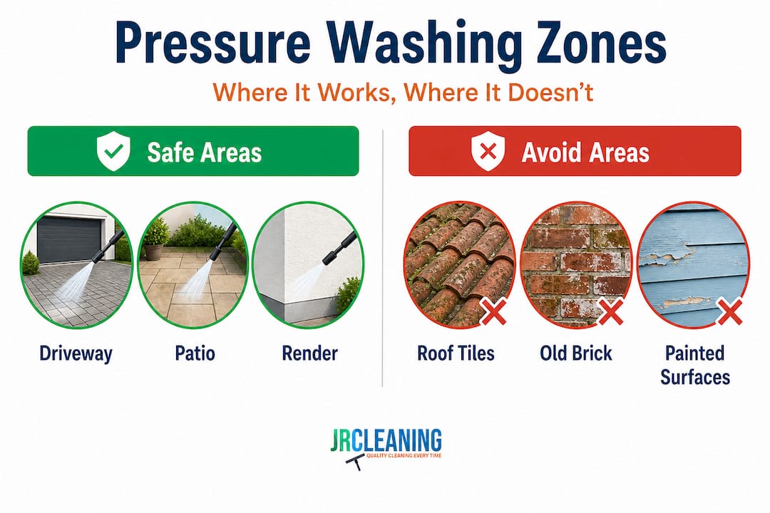 1778077218515 Infographic comparing suitable and unsuitable surfaces - J R Cleaning