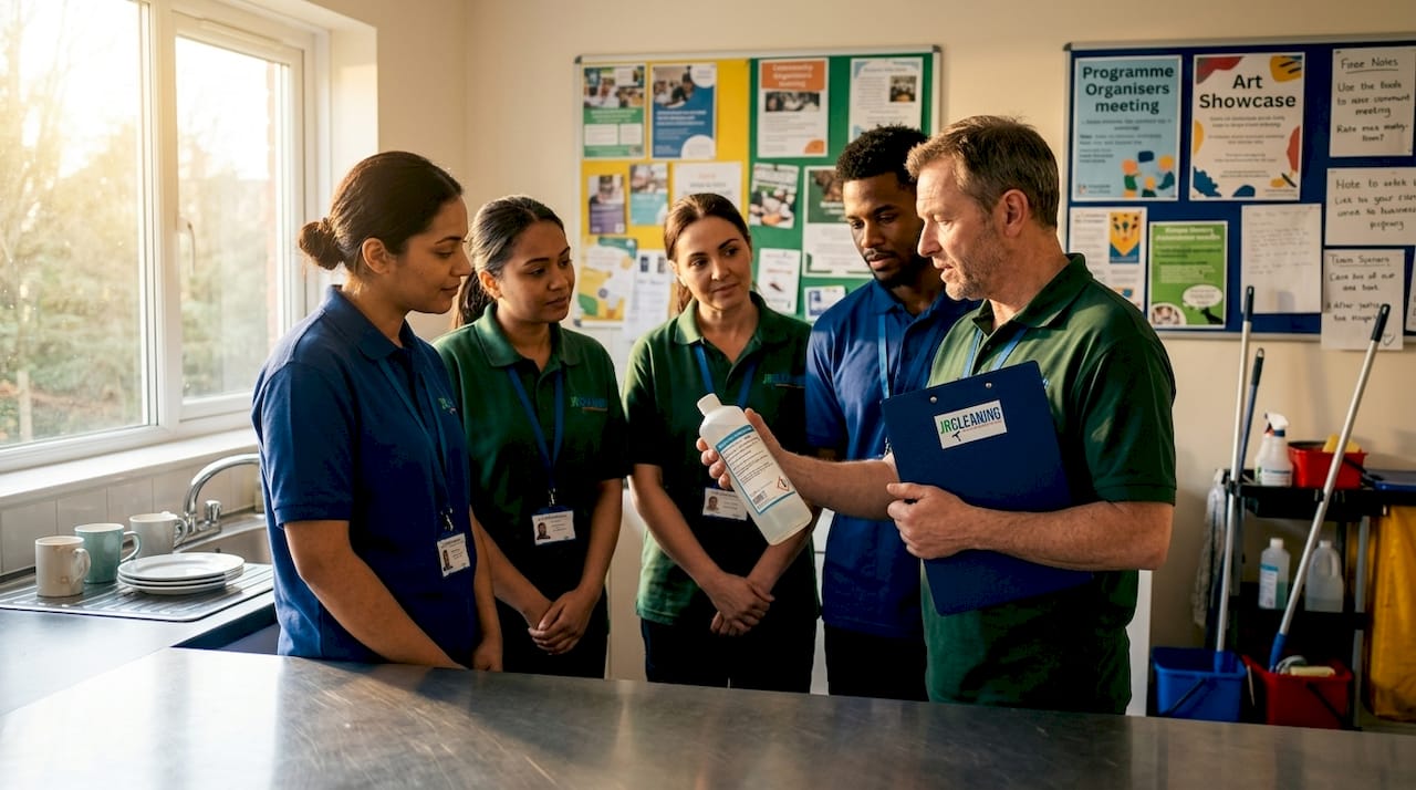 1779539632686 Cleaning staff in group training session - J R Cleaning