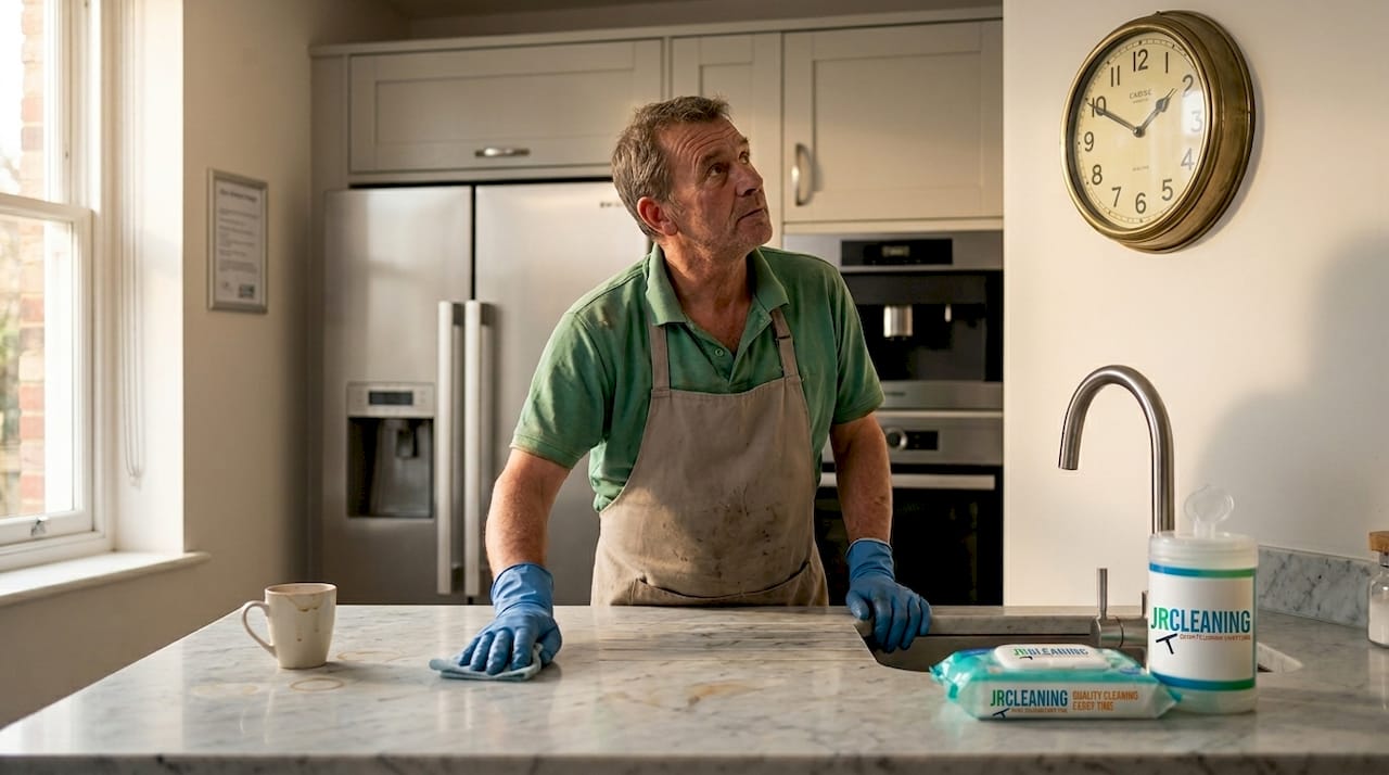 1779806177205 Janitor cleaning kitchen by clock schedule - J R Cleaning