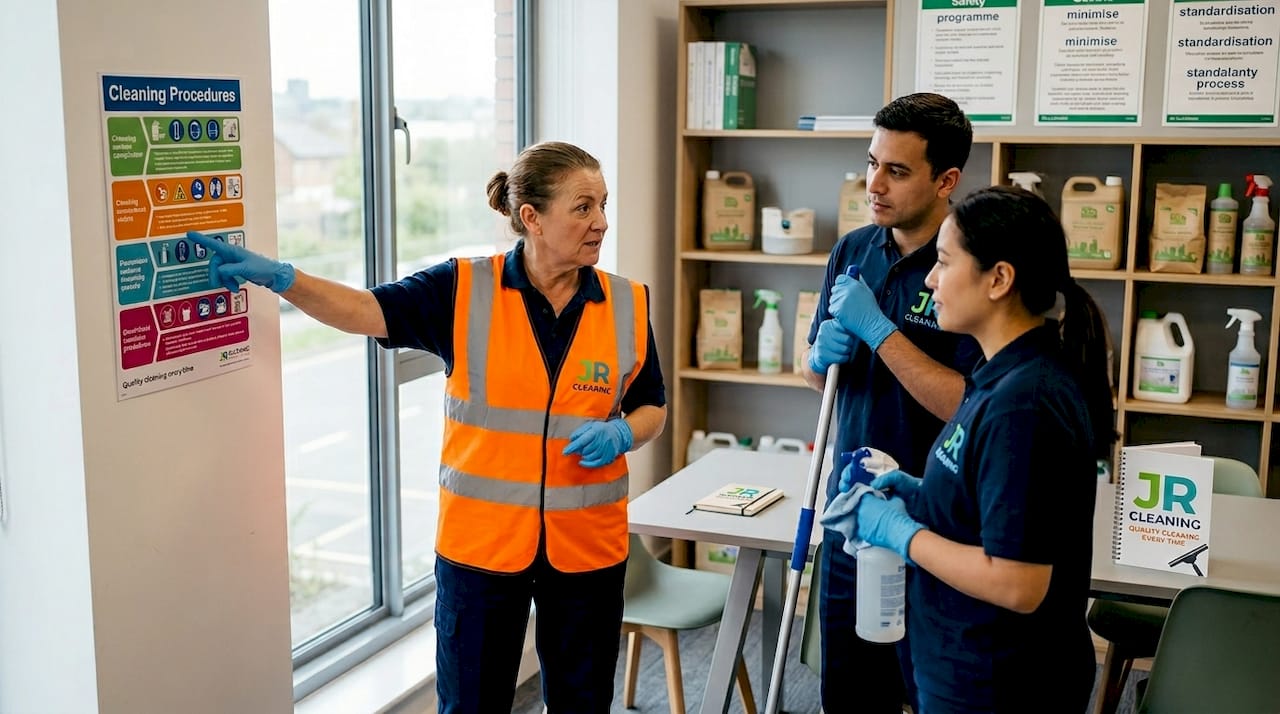 1779986690791 Cleaning supervisor training staff on compliance procedures - J R Cleaning