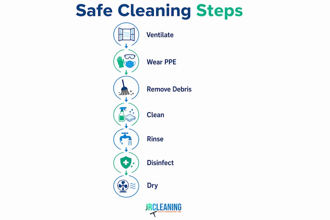 1780375646519 Infographic illustrating safe cleaning steps sequence - J R Cleaning
