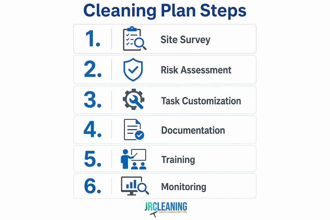 1780636217294 Infographic outlining steps of site specific cleaning plan - J R Cleaning