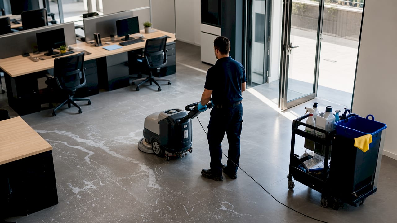 1780981743917 Cleaner performing main stage after builders cleaning - J R Cleaning