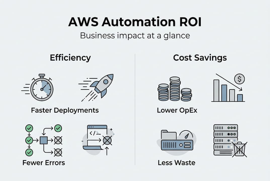 Infographic on AWS automation ROI and benefits