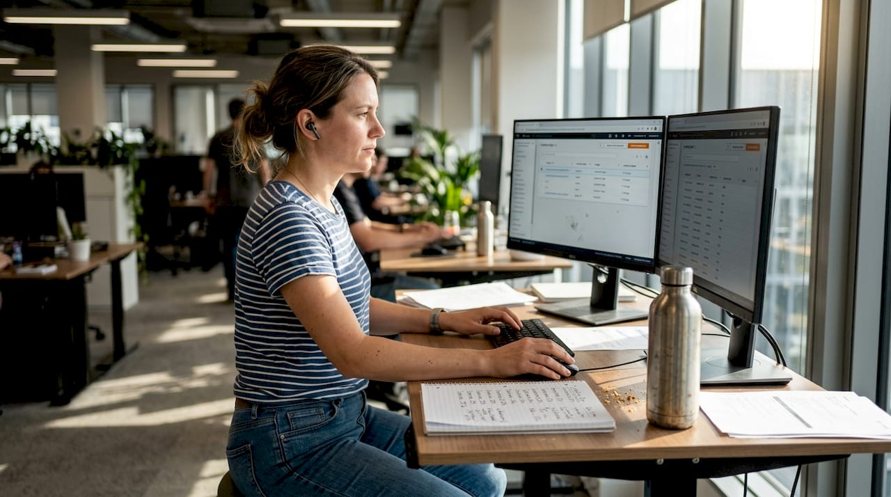 Engineer tuning AWS instances at her desk