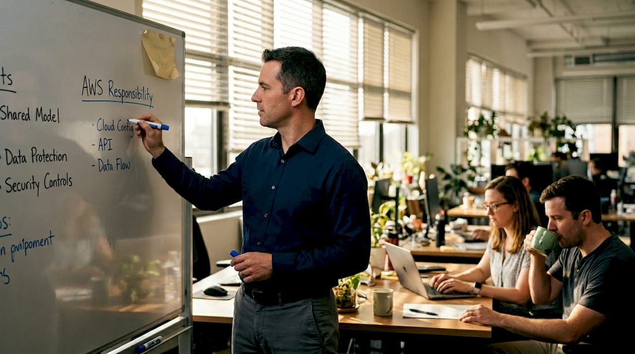 Team discussing AWS shared responsibility model