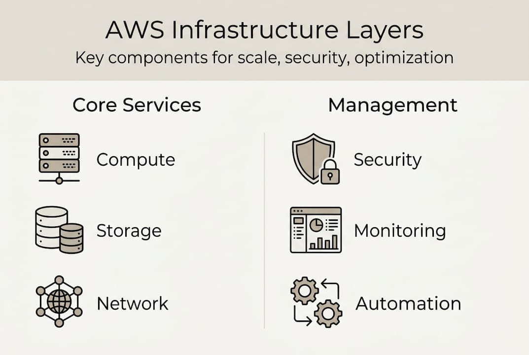 Infographic showing AWS infrastructure building blocks