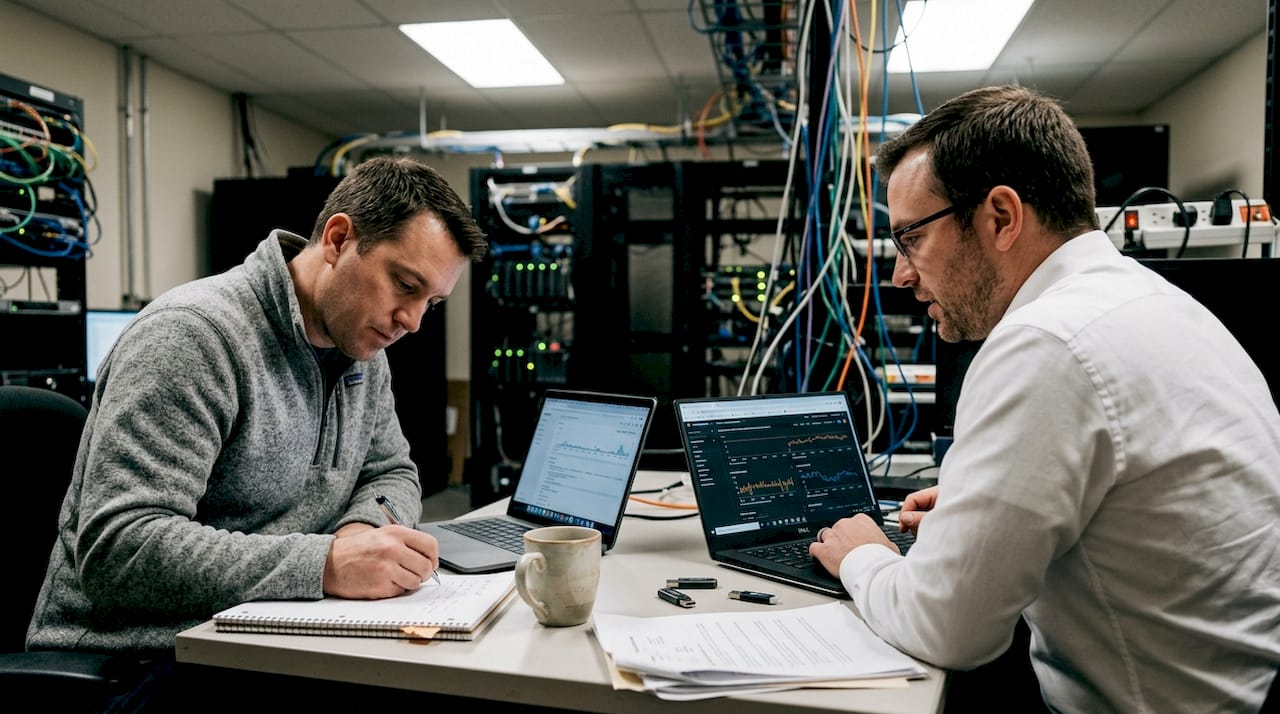 IT team collaborating on AWS log analysis