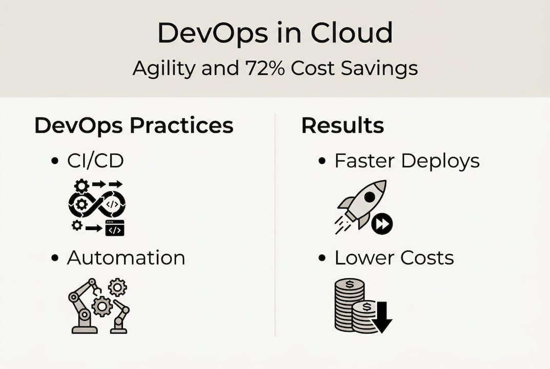 Infographic showing DevOps practices and cloud results