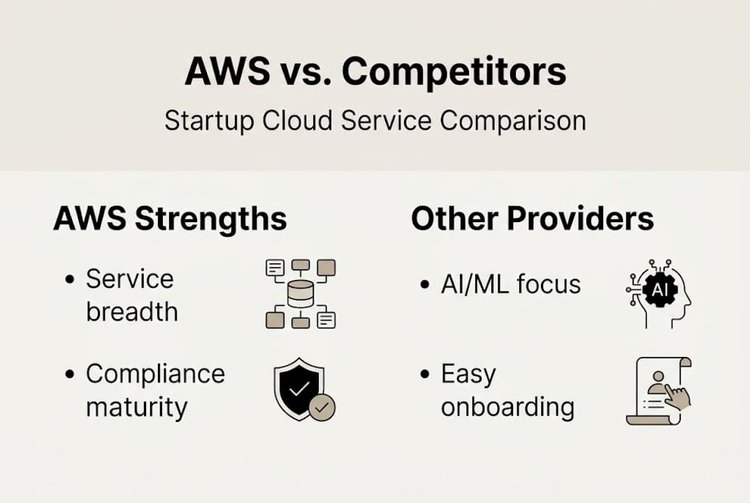Infographic comparing AWS features for startups