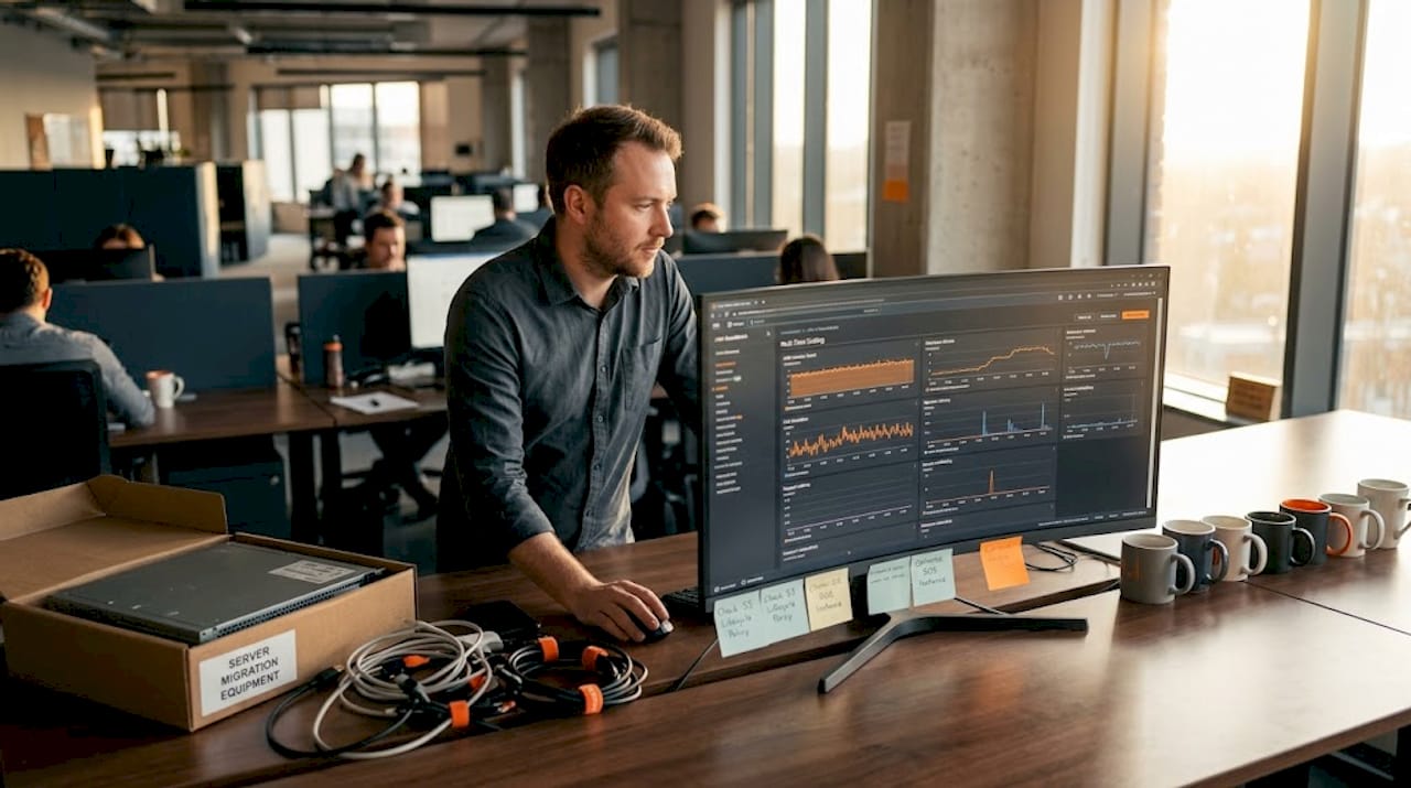 IT admin analyzing AWS cloud scaling dashboard