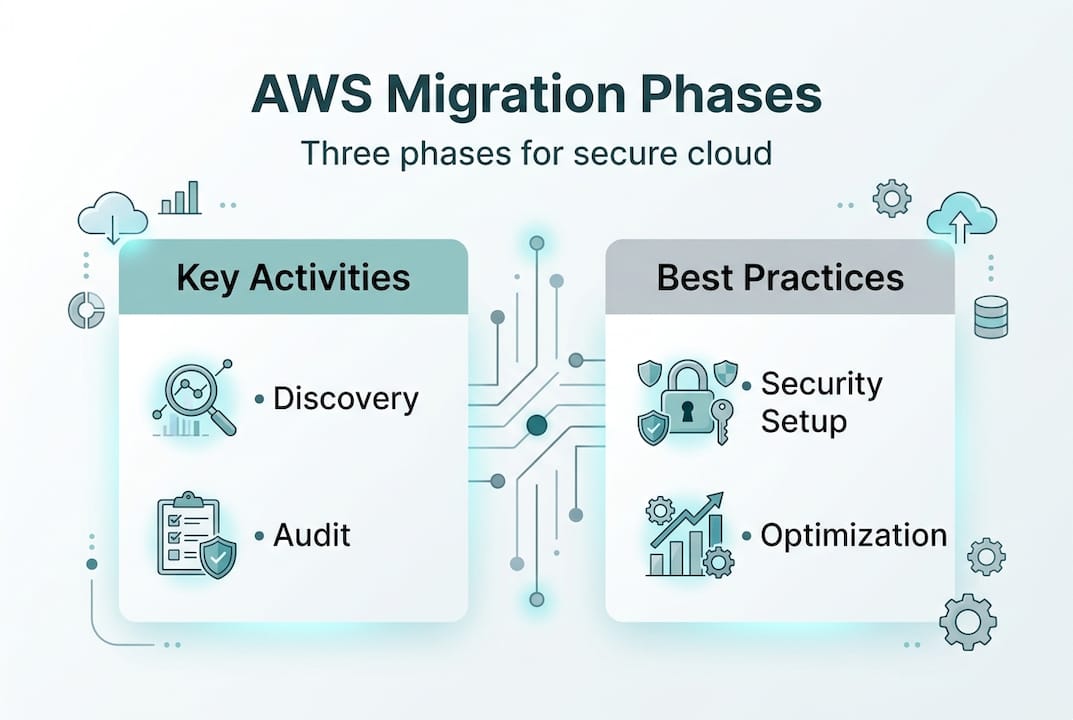 Infographic about AWS migration phases and best practices