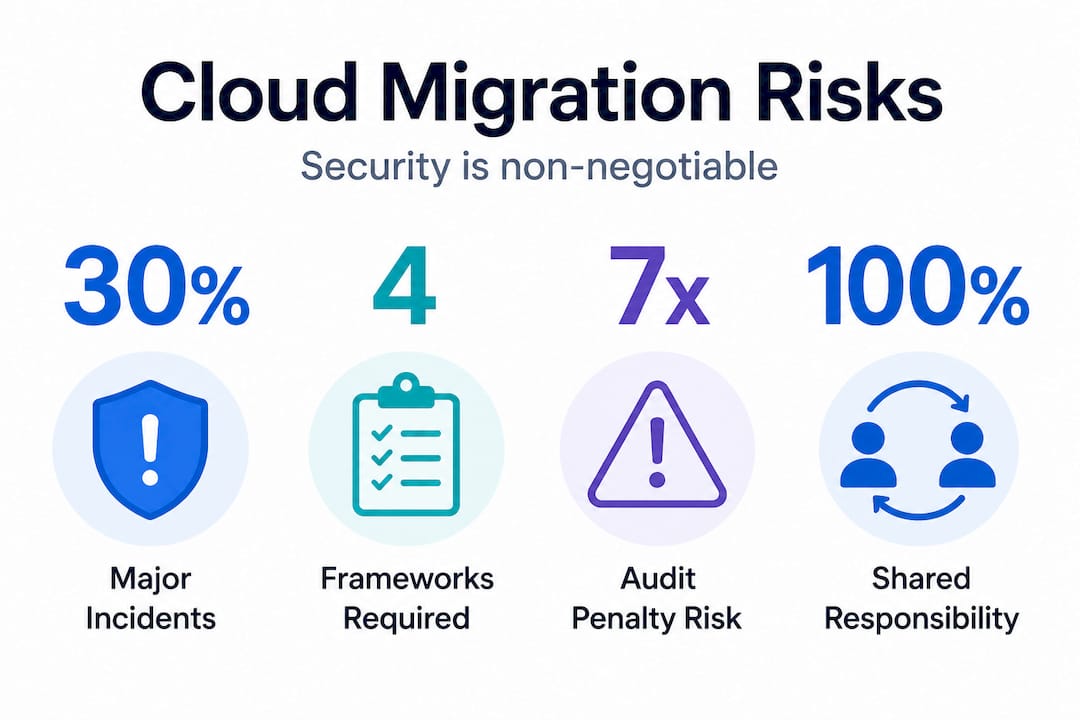 Infographic with cloud migration security risk statistics