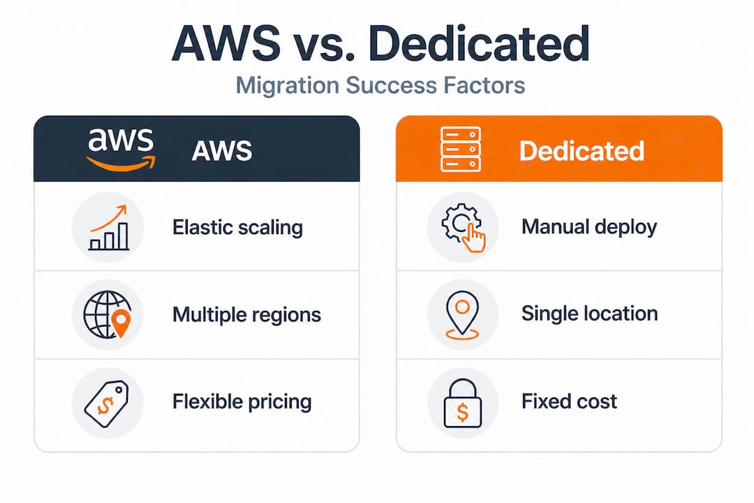 Infographic comparing AWS and dedicated servers