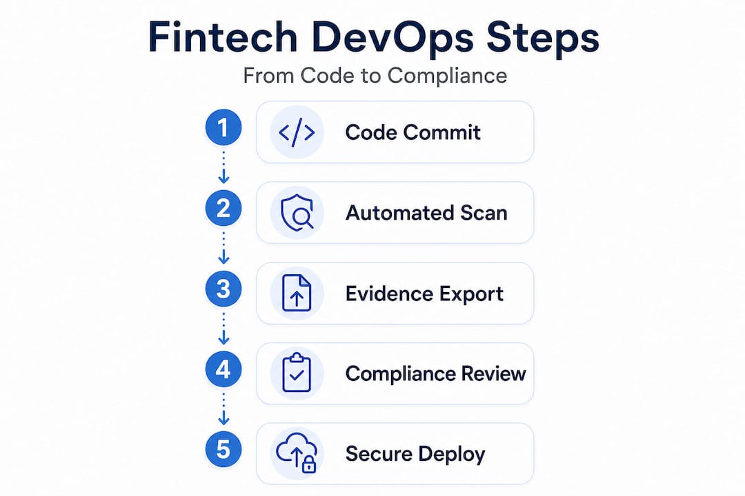 Fintech DevOps automation vertical flow process infographic