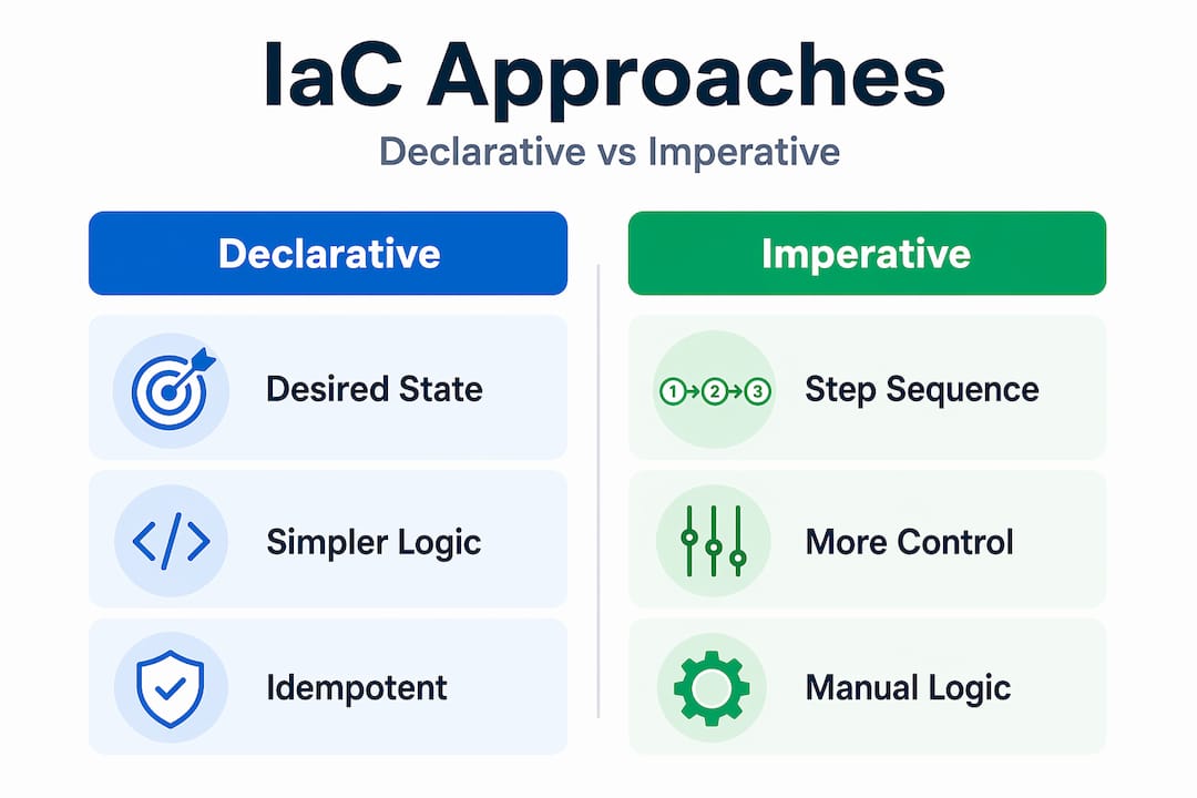 Infographic comparing declarative and imperative IaC approaches