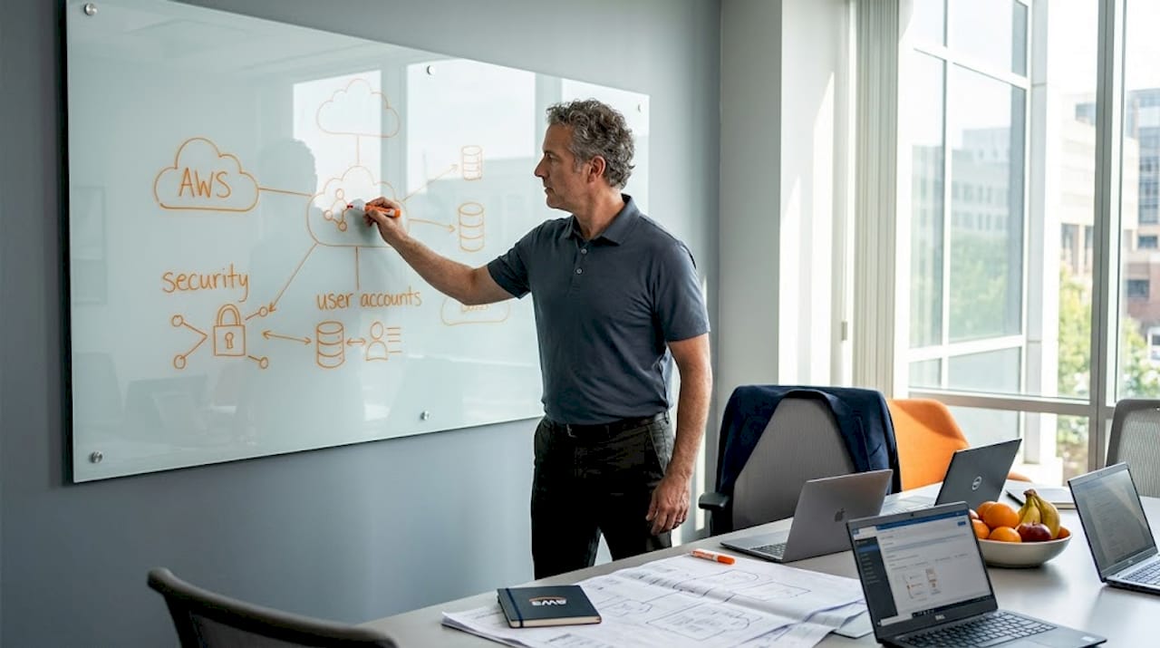 IT director planning cloud migration in office