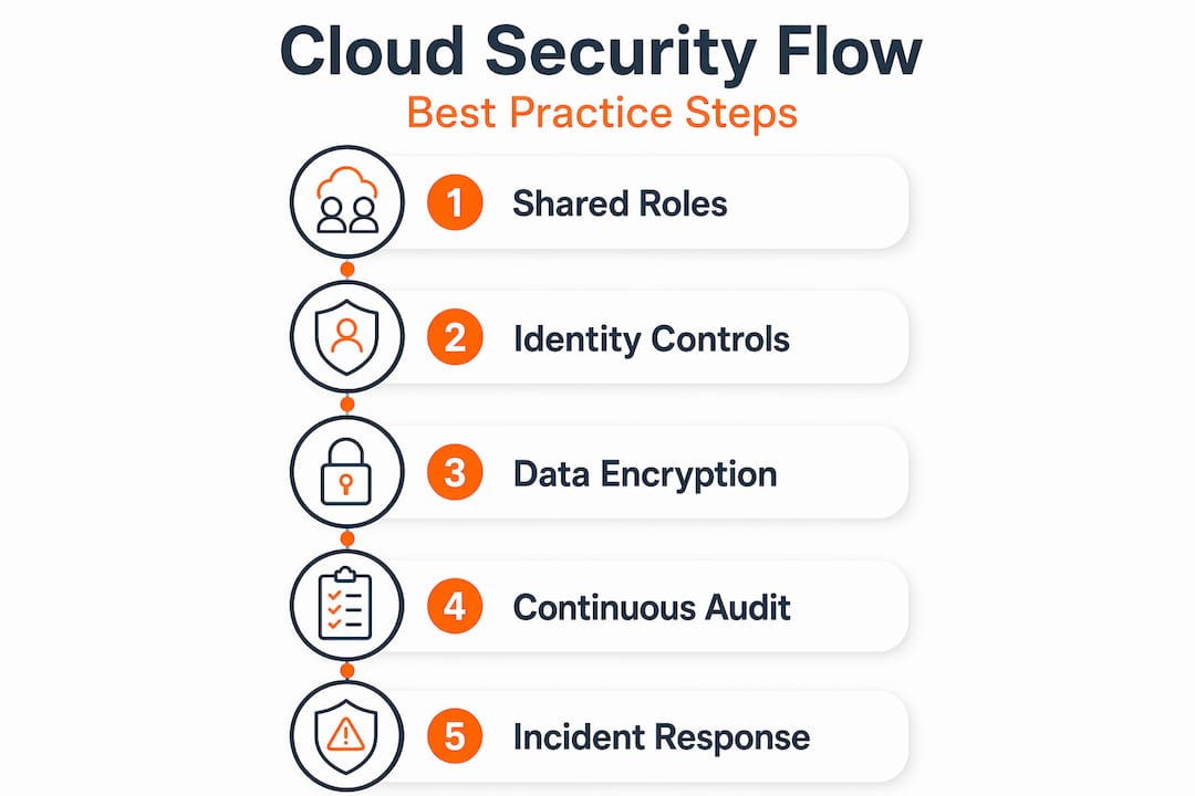 Infographic illustrating five stages of cloud security best practices