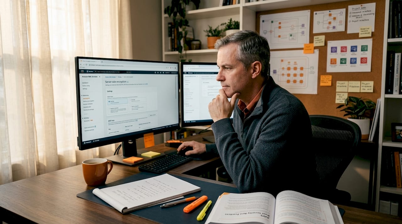 Engineer configures AWS encryption at workstation