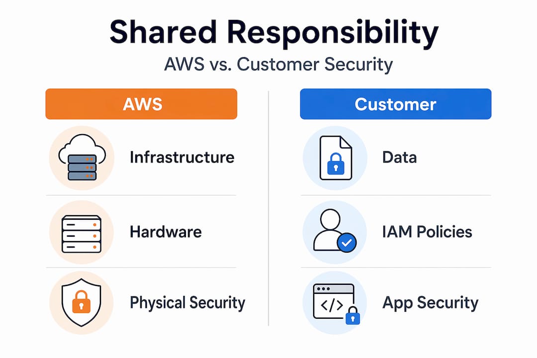 Infographic comparing AWS and customer security duties