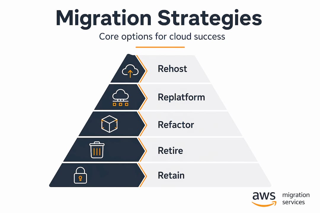 Hierarchy infographic of migration strategy options