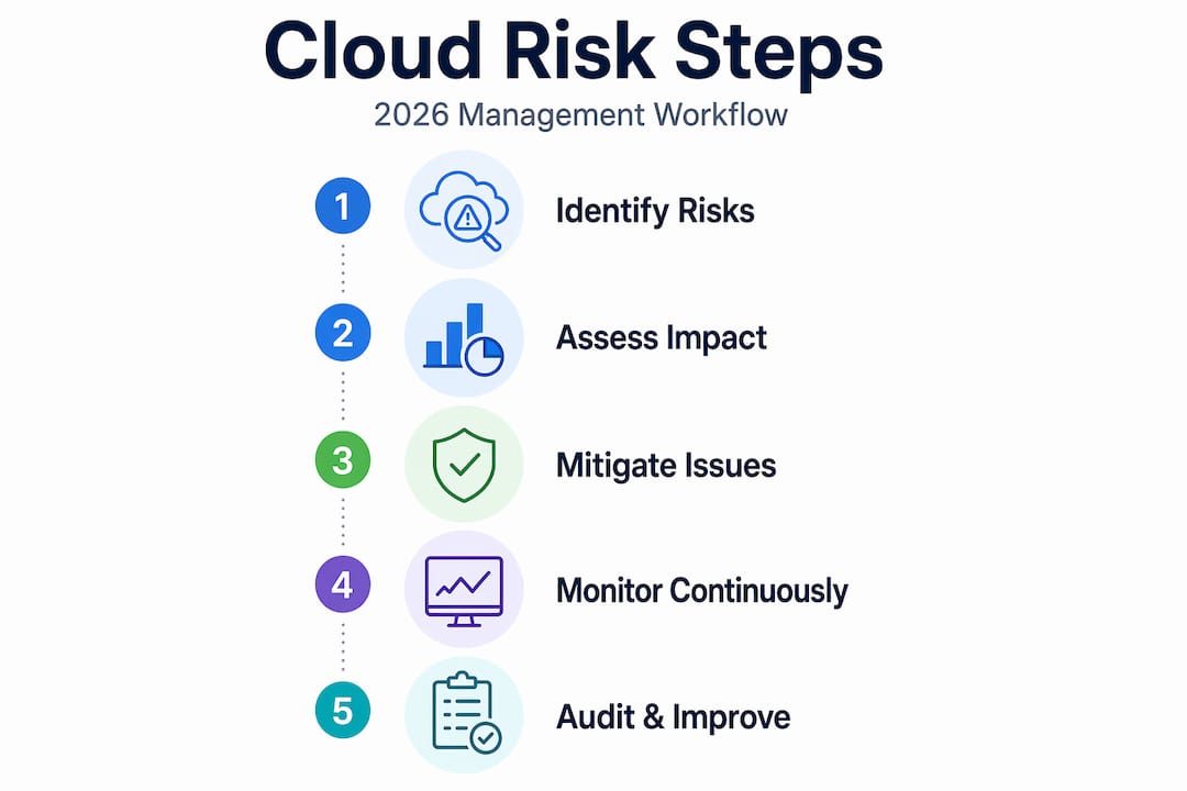 Vertical flow infographic: steps in cloud risk management