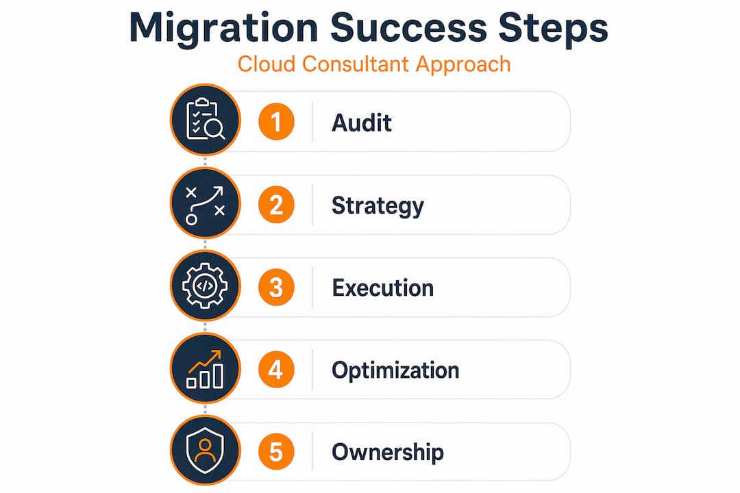Infographic showing cloud migration process steps