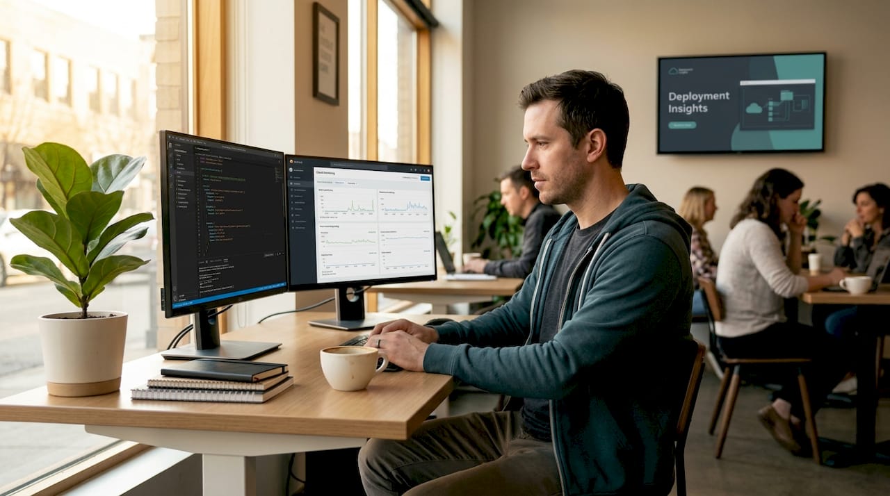 Engineer working on infrastructure automation at desk