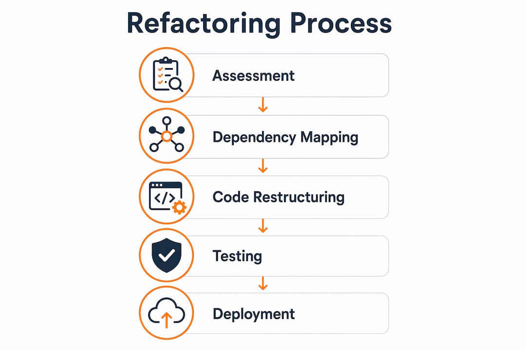 Infographic showing refactoring process steps
