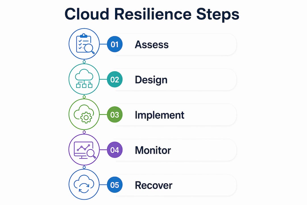 Infographic showing five steps to improve cloud resilience