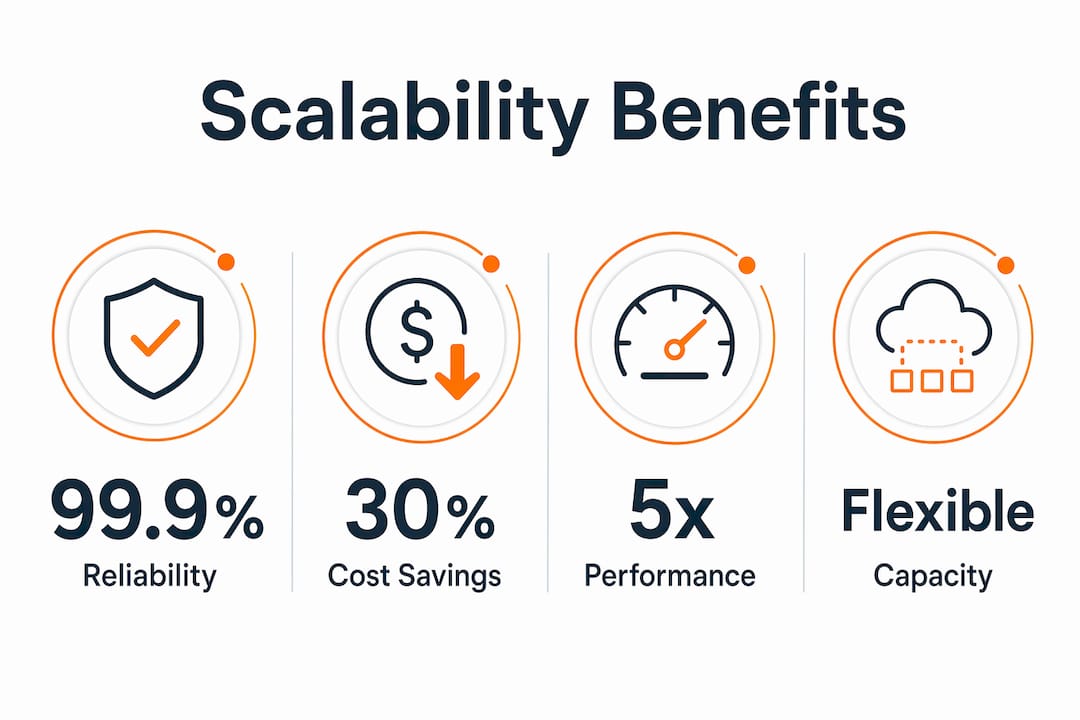 Infographic illustrating key scalability benefits in migration