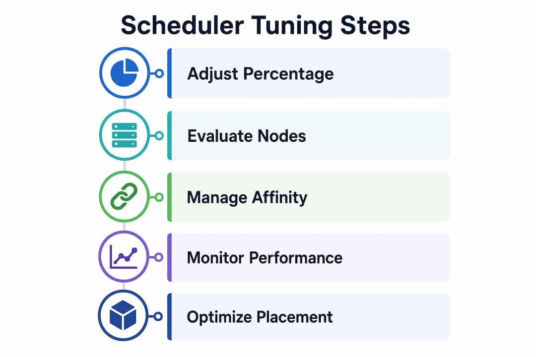 Infographic illustrating Kubernetes scheduler tuning steps