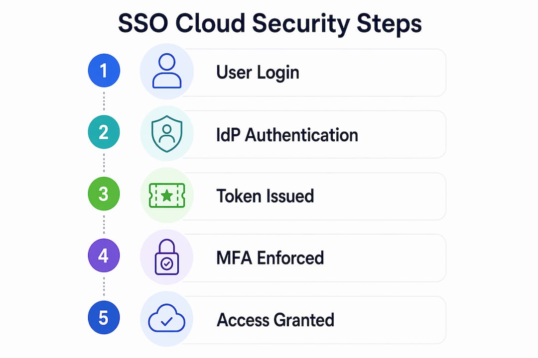 Infographic showing SSO security steps