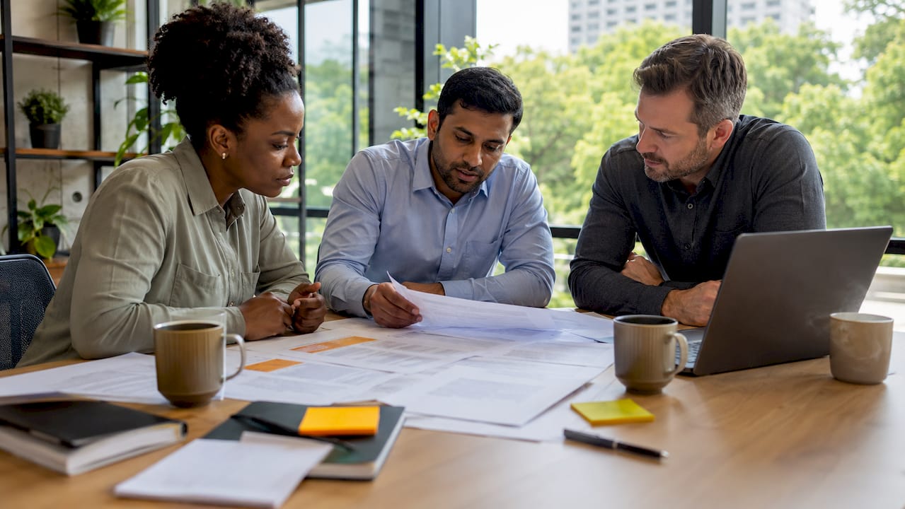 IT team reviewing cloud compliance documents