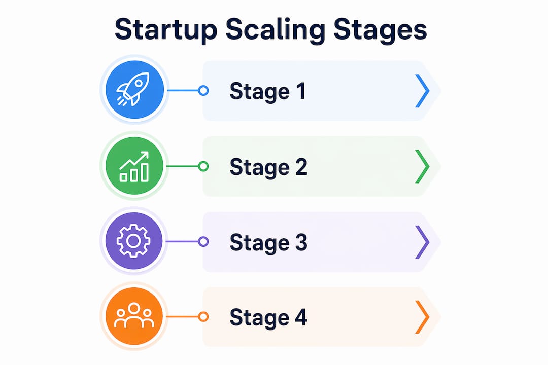 Infographic showing stages of startup cloud scaling