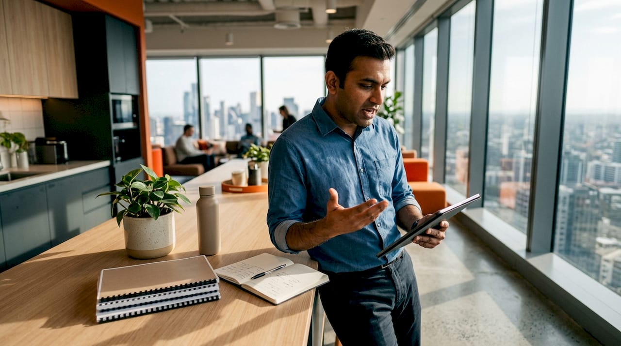 Engineer working on cloud tech in office