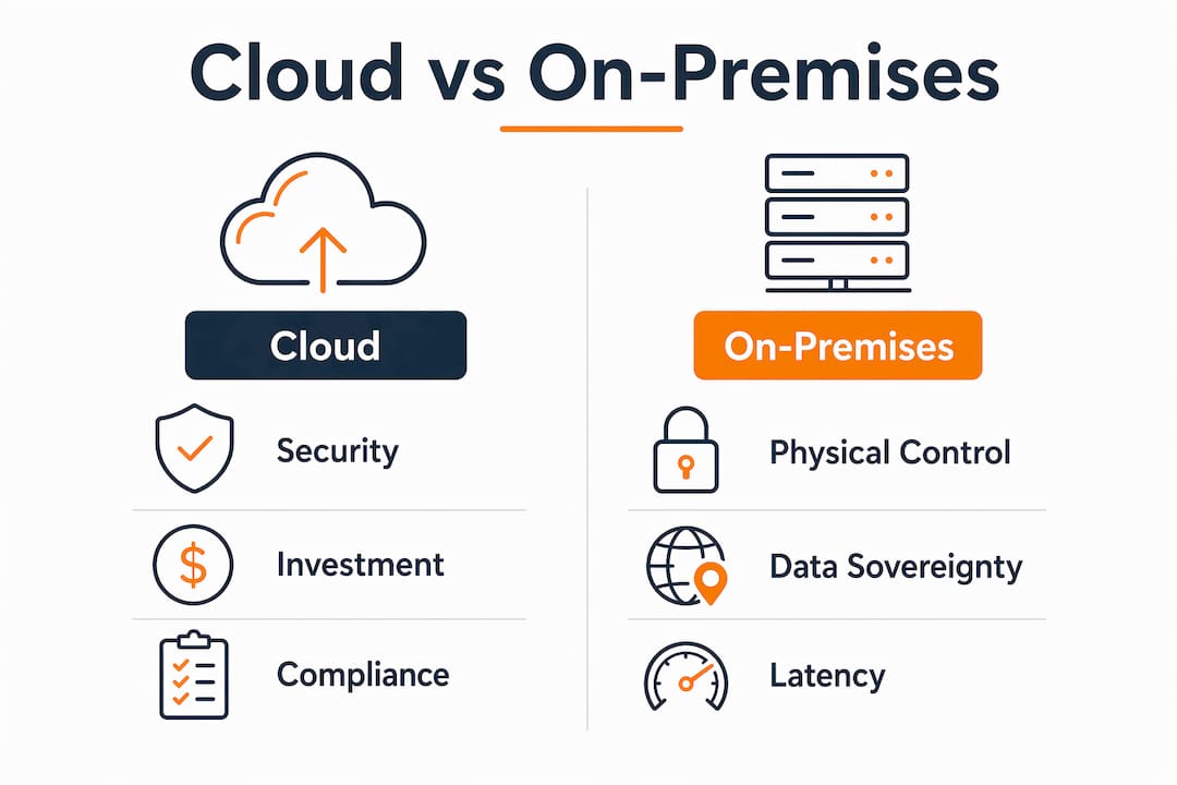 Infographic comparing cloud and on-premises features