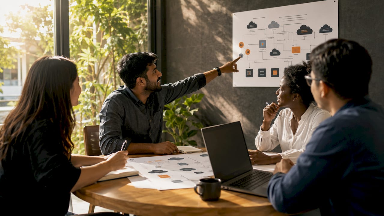 Team discussing enterprise cloud adoption phases