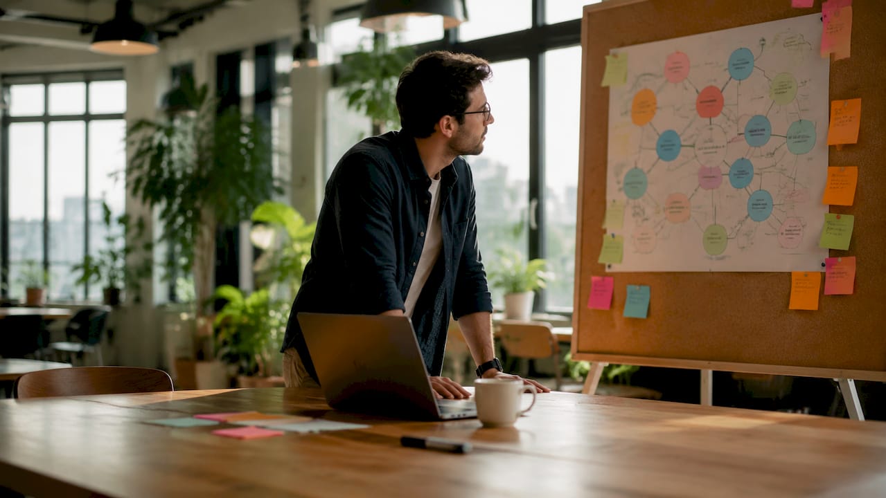 Founder planning DevOps culture in office