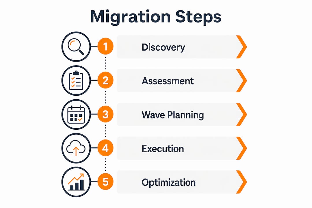 Infographic showing migration steps overview