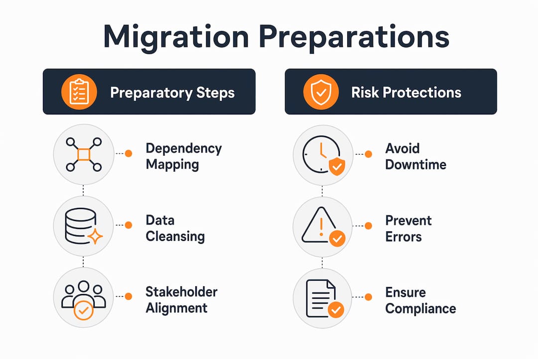Infographic comparing migration steps and protections