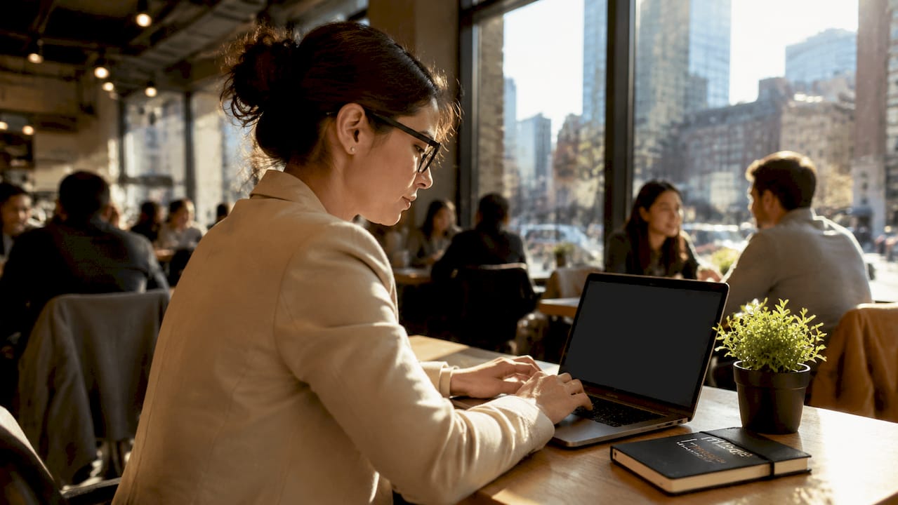 Cloud architect reviewing designs at desk
