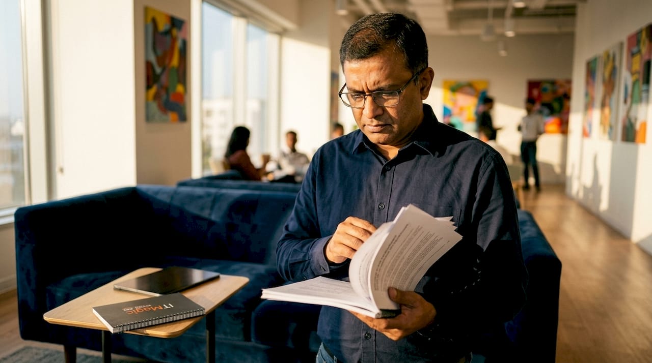 IT professional reviewing cloud security documents