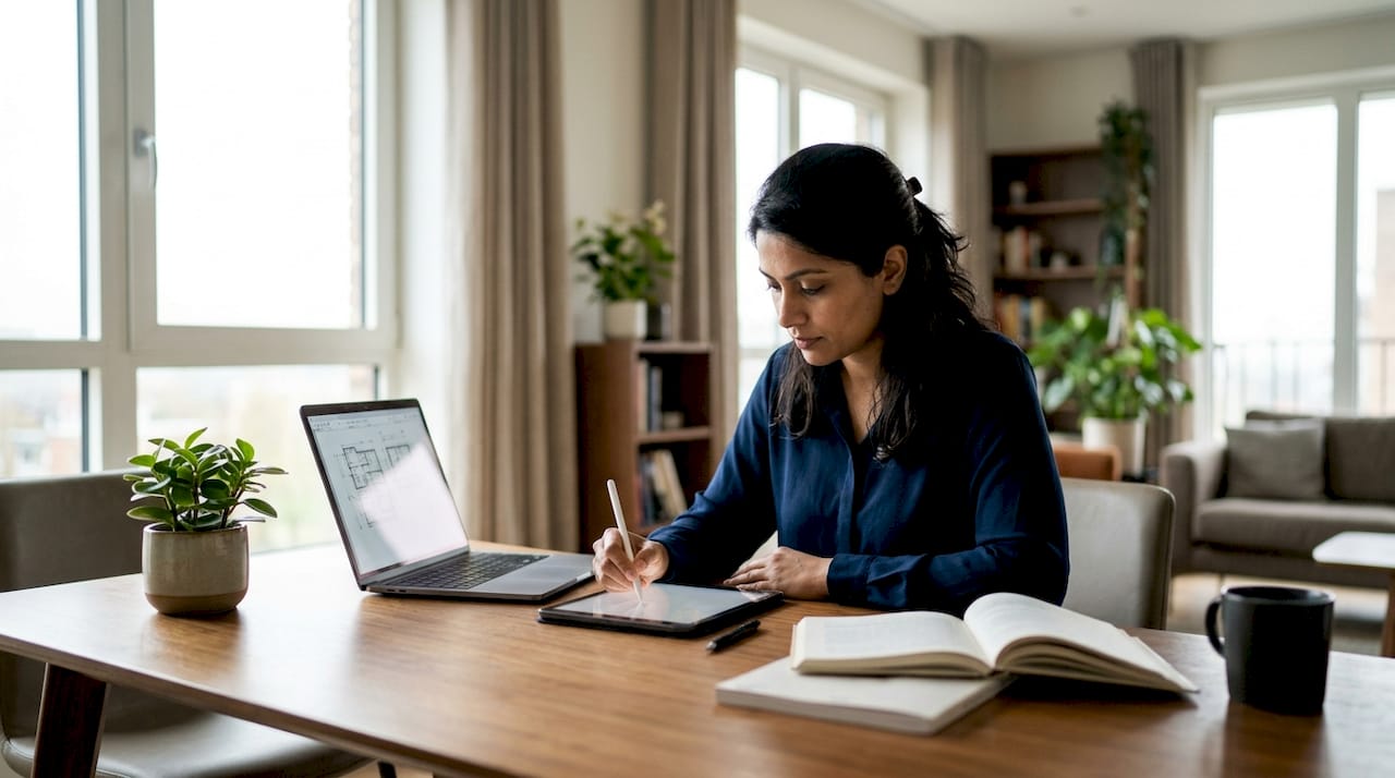 IT professional planning VMware migration at desk