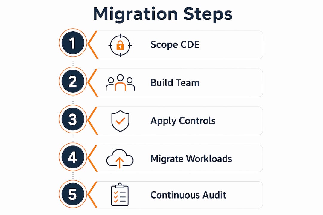 Infographic illustrating migration process steps