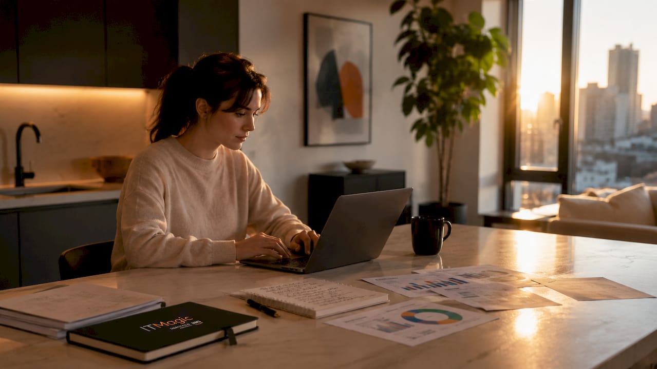 Professional working on AWS FinOps tools at desk