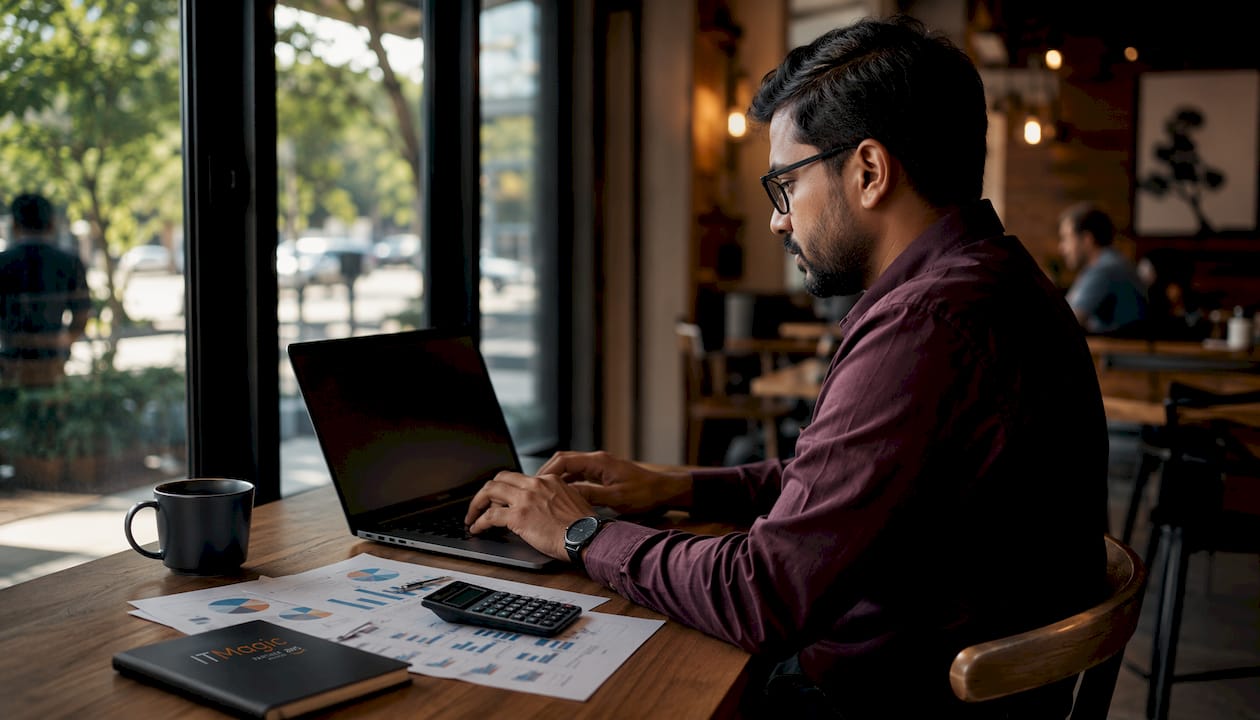 Engineer analyzing DevOps cost spreadsheets