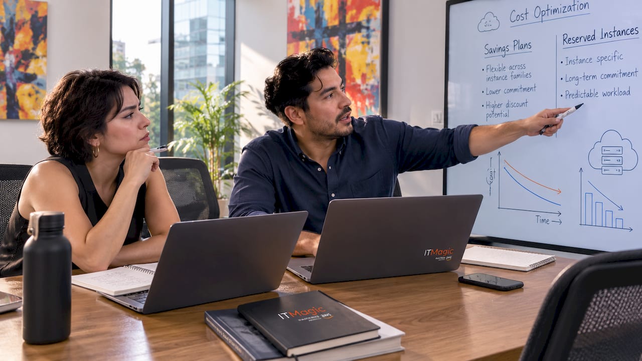 Professionals discussing AWS cost strategies